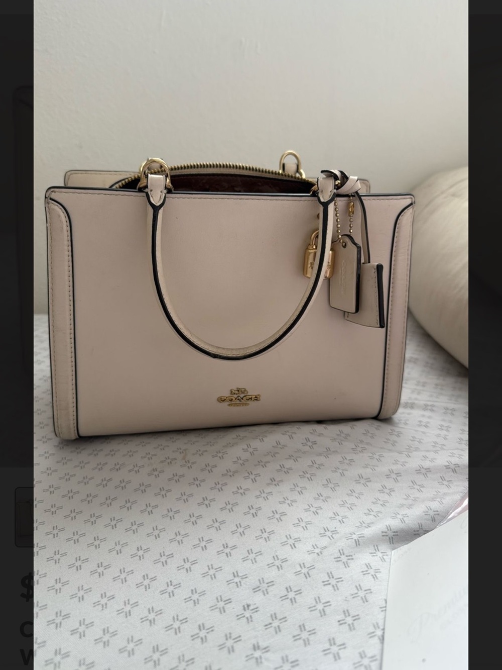 Coach Light Blush Leather Satchel with Gold Hardware